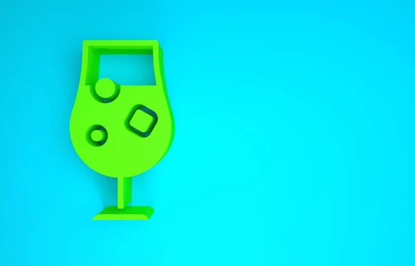 Cocktail verde e bebida alcoólica ícone isolado no fundo azul. Conceito de minimalismo. 3D ilustração 3D render — Fotografia de Stock