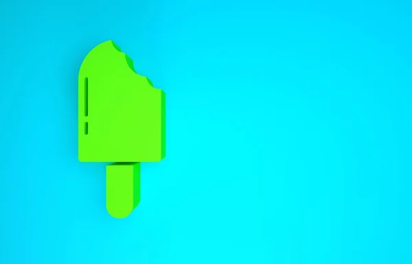Icono de helado verde aislado sobre fondo azul. Dulce símbolo. Concepto minimalista. 3D ilustración 3D render — Foto de Stock