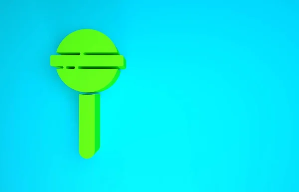 Zielona ikona lizaka odizolowana na niebieskim tle. Jedzenie, pyszny symbol. Koncepcja minimalizmu. Ilustracja 3D 3D renderowania — Zdjęcie stockowe