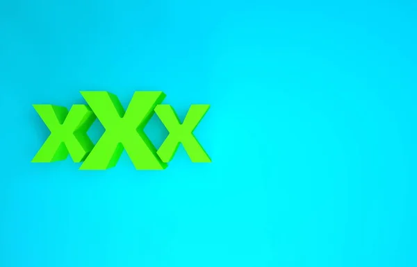青の背景に隔離された緑のセックスショップアイコン。セックスショップ,オンラインセックスストア,大人エロ製品のコンセプト.最小限の概念。3Dイラスト3Dレンダリング — ストック写真