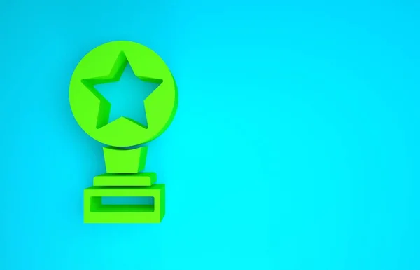 Піктограма "Зелений фільм" ізольовано на синьому фоні. Значок нагородження Академії. Фільми і кіно символ. Концепція мінімалізму. 3D ілюстрація 3D рендеринга — стокове фото