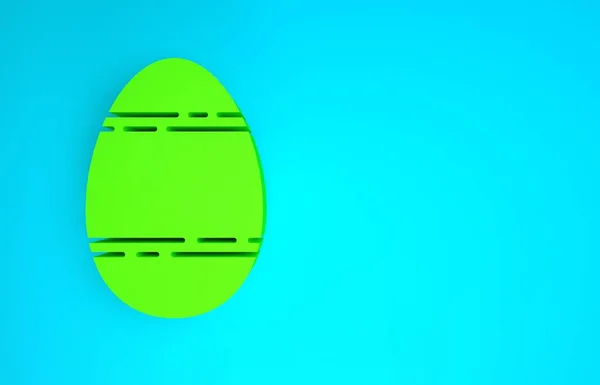 Zielona ikona pisanki odizolowana na niebieskim tle. Szczęśliwej Wielkanocy. Koncepcja minimalizmu. Ilustracja 3D 3D renderowania — Zdjęcie stockowe