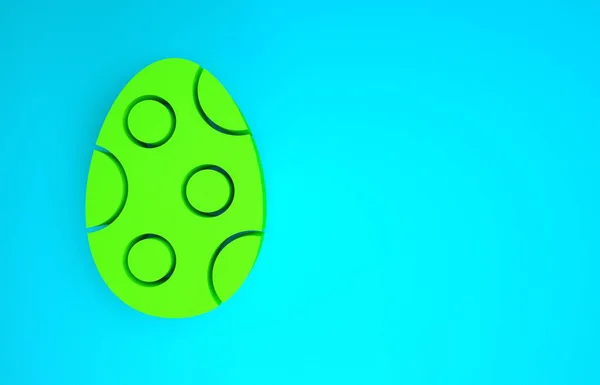 Icona uovo di Pasqua verde isolato su sfondo blu. Buona Pasqua. Concetto minimalista. Illustrazione 3d rendering 3D — Foto Stock