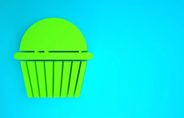 Zielona ikona ciasto wielkanocne izolowane na niebieskim tle. Szczęśliwej Wielkanocy. Koncepcja minimalizmu. Ilustracja 3D 3D renderowania — Zdjęcie stockowe