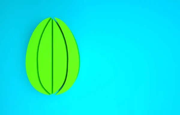 Icono de huevo de Pascua verde aislado sobre fondo azul. Feliz Pascua. Concepto minimalista. 3D ilustración 3D render —  Fotos de Stock