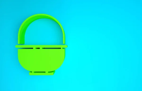 Ícone de cesta verde isolado no fundo azul. Feliz Páscoa. Conceito de minimalismo. 3D ilustração 3D render — Fotografia de Stock