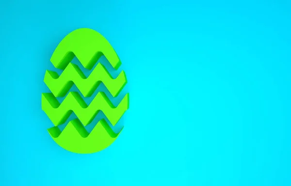Oeuf de Pâques vert icône isolée sur fond bleu. Joyeux Pâques. Concept de minimalisme. Illustration 3D rendu 3D — Photo