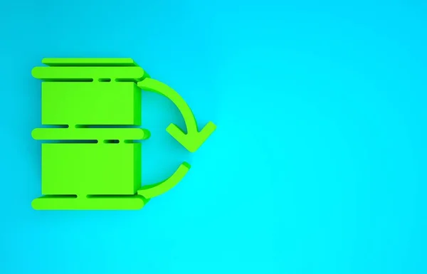 Green Eco fuel barrel icon isolated on blue background. Eco bio and barrel. Green environment and recycle. Minimalism concept. 3d illustration 3D render