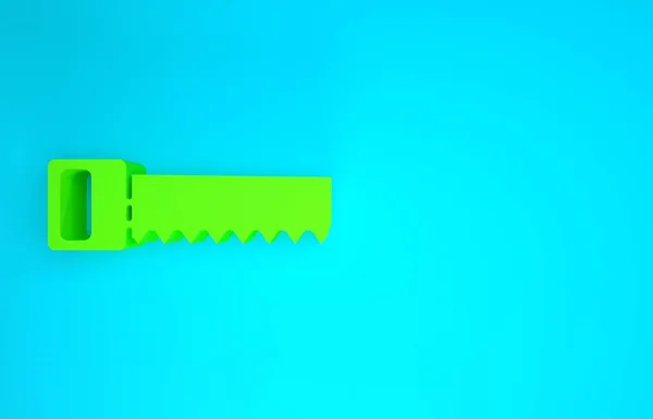 Green Hand a vu l'icône isolée sur fond bleu. Concept de minimalisme. Illustration 3D rendu 3D — Photo