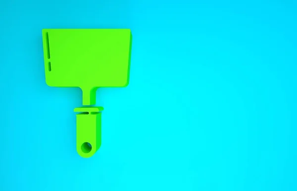 Icône de couteau vert mastic isolé sur fond bleu. Outil de réparation de spatule. Instruments de crachage ou de peinture. Concept de minimalisme. Illustration 3D rendu 3D — Photo