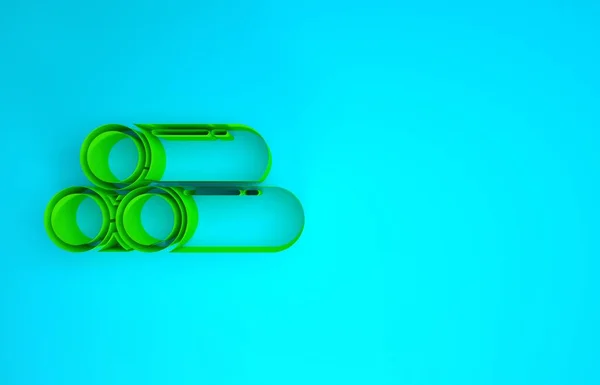 Green Industry metallic pipe icon isolated on blue background. Plumbing pipeline parts of different shapes. Minimalism concept. 3d illustration 3D render