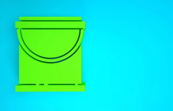 Green Paint Eimer Symbol isoliert auf blauem Hintergrund. Minimalismus-Konzept. 3D Illustration 3D Renderer — Stockfoto