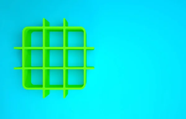 Ikona papieru Green Grid na niebieskim tle. Koncepcja minimalizmu. Ilustracja 3D 3D renderowania — Zdjęcie stockowe