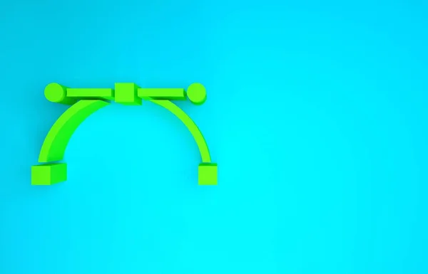 Πράσινο Bezier καμπύλη εικονίδιο απομονώνονται σε μπλε φόντο. Εικονίδιο εργαλείου στυλό. Μινιμαλιστική έννοια. 3d απεικόνιση 3D καθιστούν — Φωτογραφία Αρχείου