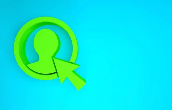 Zielony Utwórz ikonę ekranu konta na niebieskim tle. Koncepcja minimalizmu. Ilustracja 3D 3D renderowania — Zdjęcie stockowe