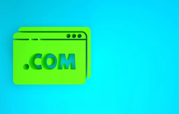 Icona modello sito web verde isolato su sfondo blu. Protocollo di comunicazione Internet. Concetto minimalista. Illustrazione 3d rendering 3D — Foto Stock