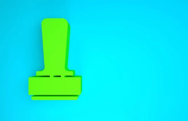 Ikona Green Stamp na niebieskim tle. Koncepcja minimalizmu. Ilustracja 3D 3D renderowania — Zdjęcie stockowe