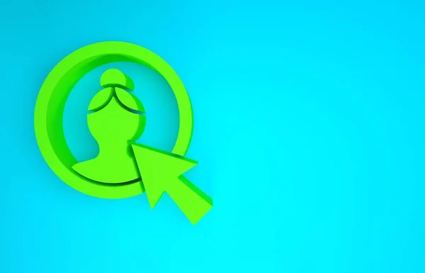 Green Create account screen icon isolated on blue background. Minimalism concept. 3d illustration 3D render