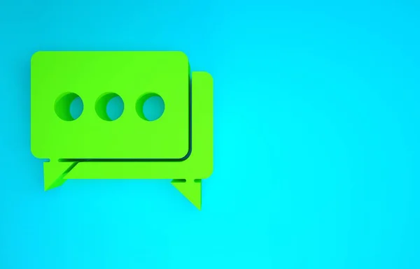 Grüne Sprechblase Chat-Symbol isoliert auf blauem Hintergrund. Nachrichtensymbol. Kommunikation oder Kommentar-Chat-Symbol. Minimalismus-Konzept. 3D Illustration 3D Renderer — Stockfoto