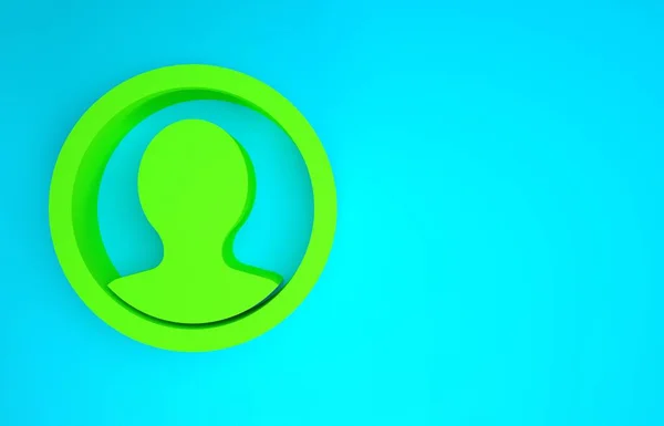 Green Create account screen icon isolated on blue background. Minimalism concept. 3d illustration 3D render