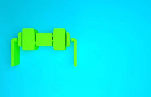 Zöld Ellenállás elektromosság ikon elszigetelt kék háttérrel. Minimalizmus koncepció. 3d illusztráció 3D render — Stock Fotó