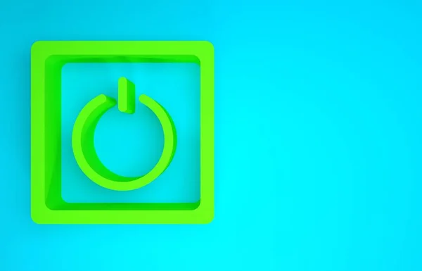 Green Electric light switch icon isolated on blue background. On and Off icon. Dimmer light switch sign. Concept of energy saving. Minimalism concept. 3d illustration 3D render