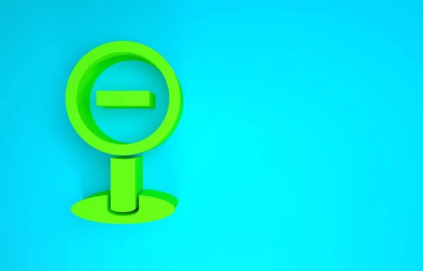 Green Stop jel ikon elszigetelt kék háttérrel. Forgalomirányítási figyelmeztetés stop szimbólum. Minimalizmus koncepció. 3d illusztráció 3D render — Stock Fotó