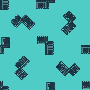 Tüylü siyah çizgi Kızılderili başlığı yeşil arka planda izole edilmiş pürüzsüz desen. Amerikan yerlilerinin geleneksel başlığı. Vektör İllüstrasyonu