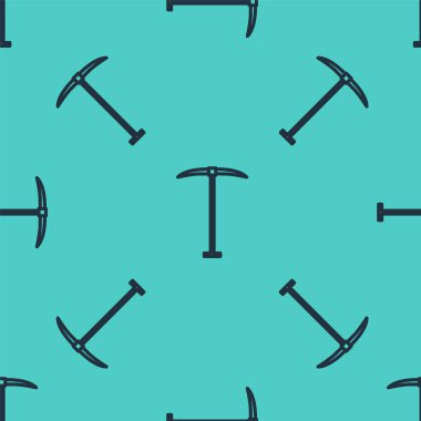 Siyah çizgili Kazma simgesi yeşil arkaplanda izole edilmiş pürüzsüz desen. Vektör İllüstrasyonu