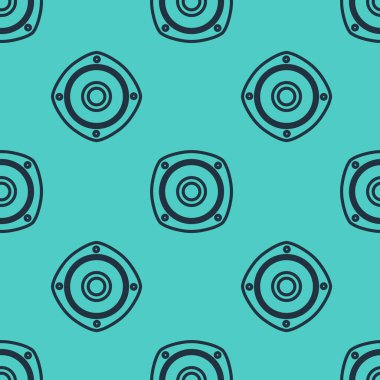 Siyah çizgi Stereo hoparlör ikonu yeşil arka planda kusursuz desen izole etti. Ses sistemi hoparlörleri. Müzik ikonu. Müzikal sütun hoparlörü. Vektör İllüstrasyonu