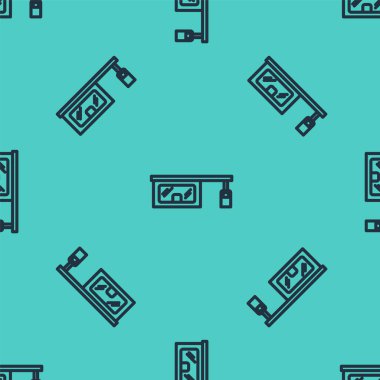 Yeşil arkaplanda siyah çizgi benzinci ikonu izole edilmiş pürüzsüz desen. Benzin ve petrol istasyonu inşaatı ile ilgili ulaşım hizmeti. Vektör İllüstrasyonu