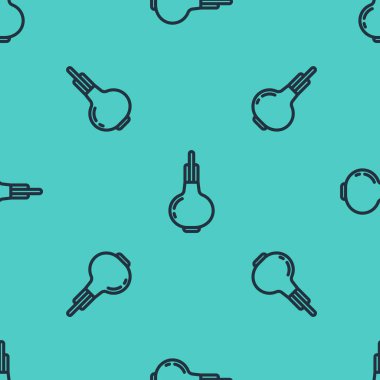 Siyah çizgi Onion simgesi yeşil arkaplandaki kusursuz deseni izole etti. Vektör İllüstrasyonu