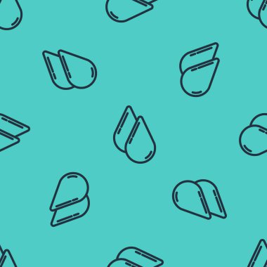 Siyah çizgi su damlası simgesi yeşil zeminde izole edilmiş kusursuz desen. Vektör İllüstrasyonu