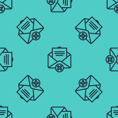 Siyah çizgi simgeyi sil. Yeşil arkaplanda izole edilmiş pürüzsüz desen. Sil ya da hata mektubu. Mesajı geç. Reddedilmiş posta. Vektör İllüstrasyonu