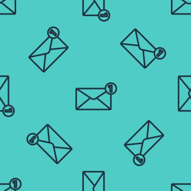 Siyah çizgi zarf simgesi yeşil arkaplanda izole edilmiş pürüzsüz desen. Mesaj konsepti alındı. Yeni, e-posta gelen mesaj, SMS. Posta servisi. Vektör İllüstrasyonu