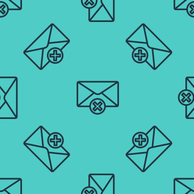 Siyah çizgi simgeyi sil. Yeşil arkaplanda izole edilmiş pürüzsüz desen. Sil ya da hata mektubu. Mesajı geç. Reddedilmiş posta. Vektör İllüstrasyonu