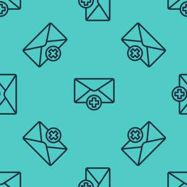 Siyah çizgi zarf simgesi yeşil arkaplanda izole edilmiş pürüzsüz desen. Mesaj konsepti alındı. Yeni, e-posta gelen mesaj, SMS. Posta servisi. Vektör İllüstrasyonu