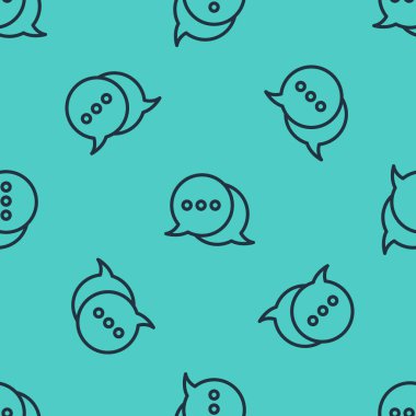 Siyah çizgi konuşma balonu sohbet simgesi yeşil arkaplanda izole edilmiş kusursuz desen. İleti simgesi. İletişim ya da yorum sohbet sembolü. Vektör İllüstrasyonu