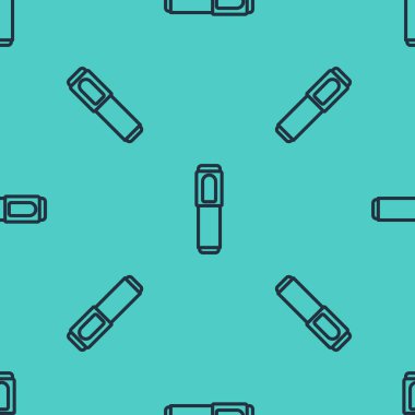 Yeşil arkaplanda siyah çizgi kalem simgesi izole edilmiş pürüzsüz desen. Vektör İllüstrasyonu