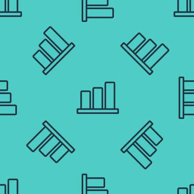 Yeşil arkaplanda siyah çizgi pasta grafiği ikonu izole edilmiş pürüzsüz desen. Diyagram çizelgesi. Vektör İllüstrasyonu