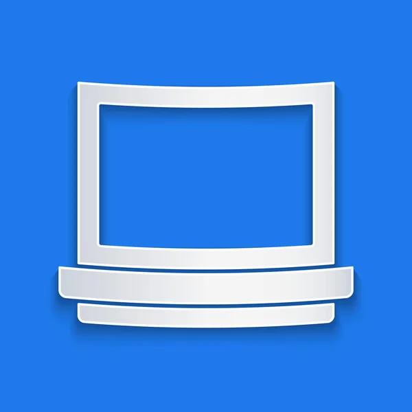 Papírvágás Smink por tükör ikon elszigetelt kék háttér. Papírművészeti stílus. Vektorillusztráció — Stock Vector