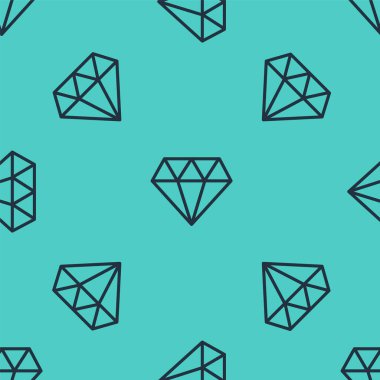 Siyah çizgi simgesi yeşil arka planda kusursuz deseni izole etti. Mücevher sembolü. Mücevher taşı. Vektör İllüstrasyonu