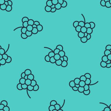 Üzüm sembolü simgesi olan siyah çizgi kumarhane kumar makinesi yeşil arka planda izole edilmiş dikişsiz desen. Kumar oyunları. Vektör İllüstrasyonu