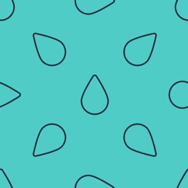 Siyah çizgi su damlası simgesi yeşil zeminde izole edilmiş kusursuz desen. Vektör İllüstrasyonu