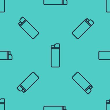 Siyah çizgi aydınlatma simgesi yeşil arkaplanda izole edilmiş pürüzsüz desen. Vektör İllüstrasyonu