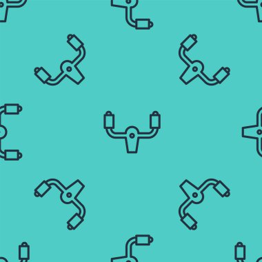 Siyah çizgili uçak dümen ikonu yeşil arka planda izole edilmiş. Uçak kontrol tekerleği. Vektör İllüstrasyonu