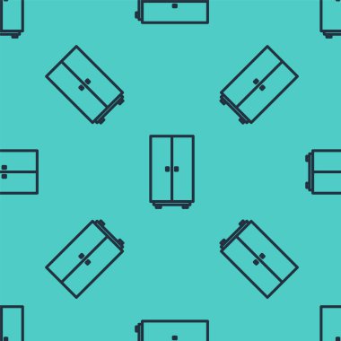 Siyah çizgi Gardırop ikonu yeşil arka planda kusursuz desen izole etti. Vektör İllüstrasyonu