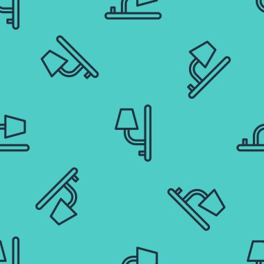 Siyah çizgi Wall sconce simgesi yeşil arka planda izole edilmiş pürüzsüz desen. Duvar lambası ışığı. Vektör İllüstrasyonu