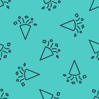 Siyah çizgi şenlik konfeti ikonu yeşil arka planda izole edilmiş pürüzsüz desen. Vektör İllüstrasyonu