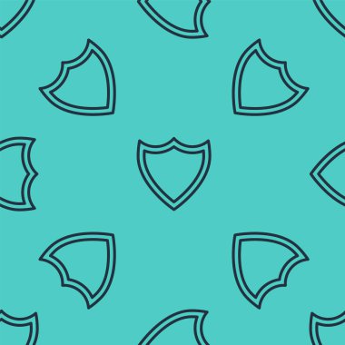 Siyah çizgi simgesi yeşil arka planda izole edilmiş pürüzsüz desen. Gardiyan. Güvenlik, güvenlik, koruma, gizlilik kavramı. Vektör İllüstrasyonu